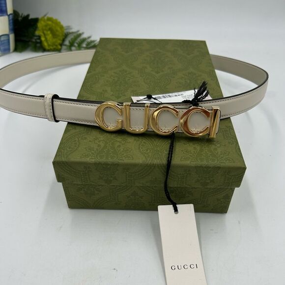 Women’s Gucci logo thin leather belt size 95 cm/38 inches made in Italy - Picture 1 of 10
